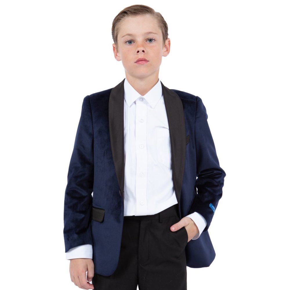 Perry Ellis Boys Navy Velvet Jacket Only - Picture 5 of 5